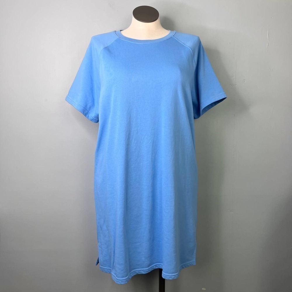FABLETICS Terry Short Sleeve Mini Dress in Island Escape Blue Women's Size XXL